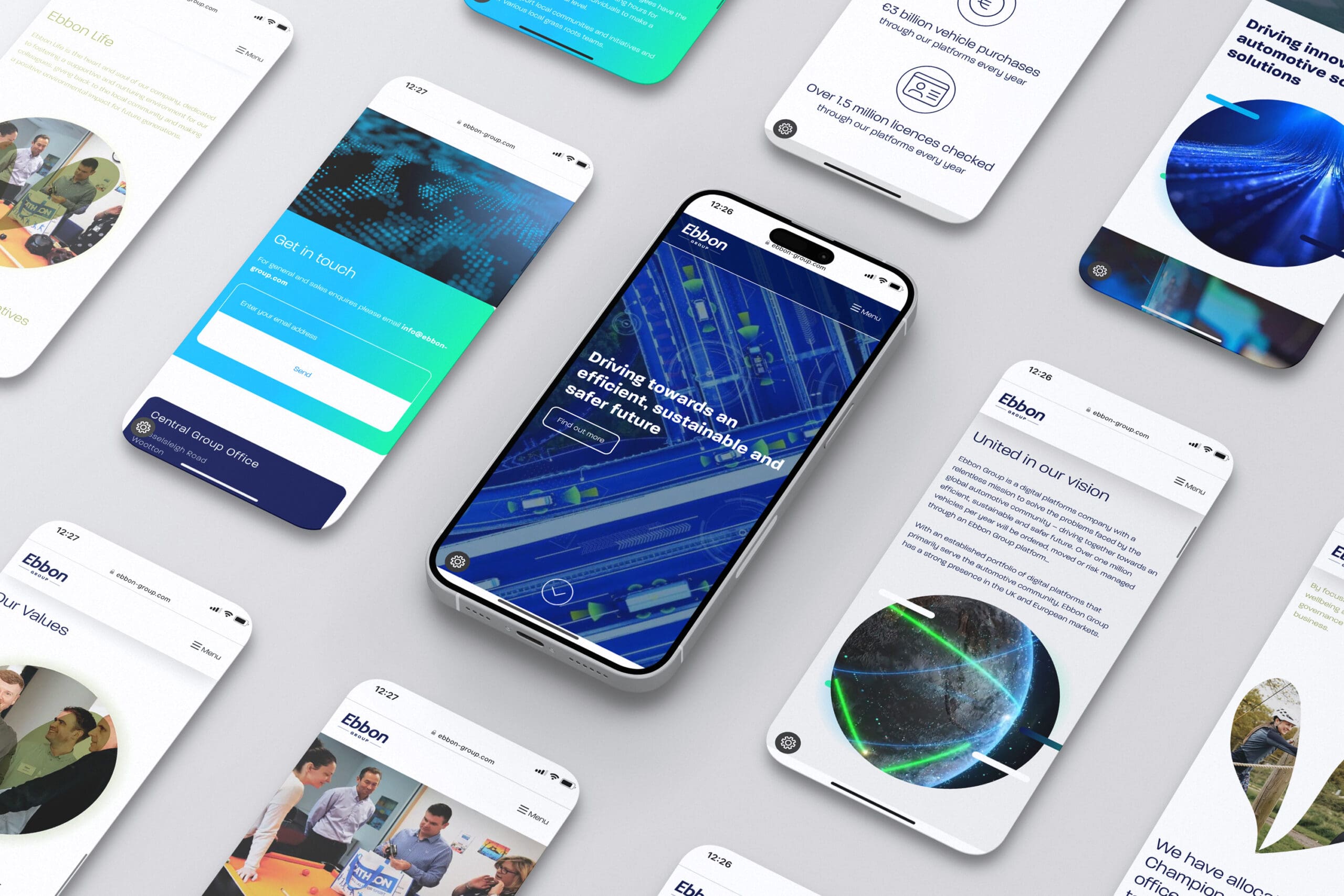 Ebbon Group Website Phone Montage Mockup